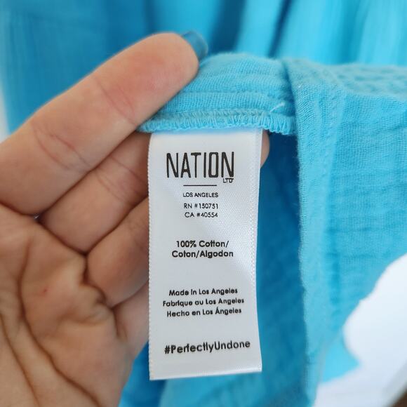 NATION Gauze Midi Dress XXL‎ Blue Plus Size Beach Coastal Resortwear Vacation - Picture 6 of 8